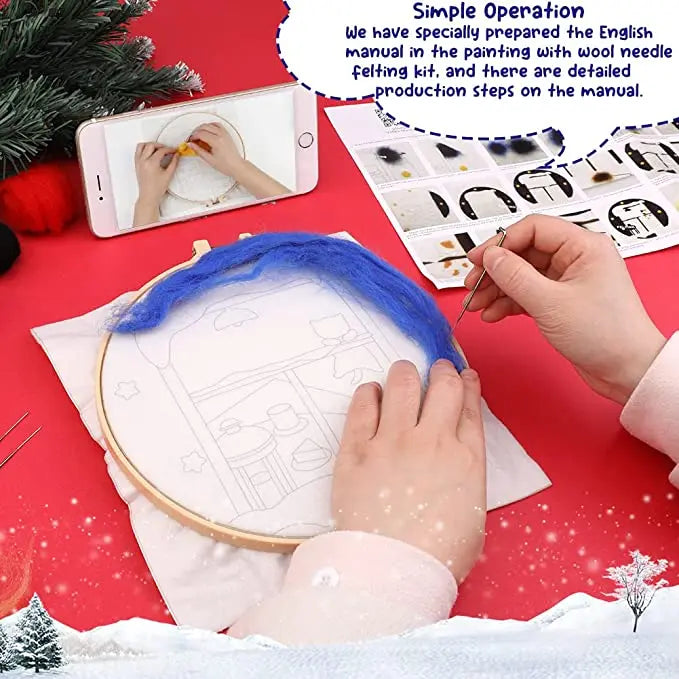 For CHENISTORY DIY Wool Felting Painting Embroidery Frame Handmade Needle Wool Painting Picture Home Decors Crafts Digital