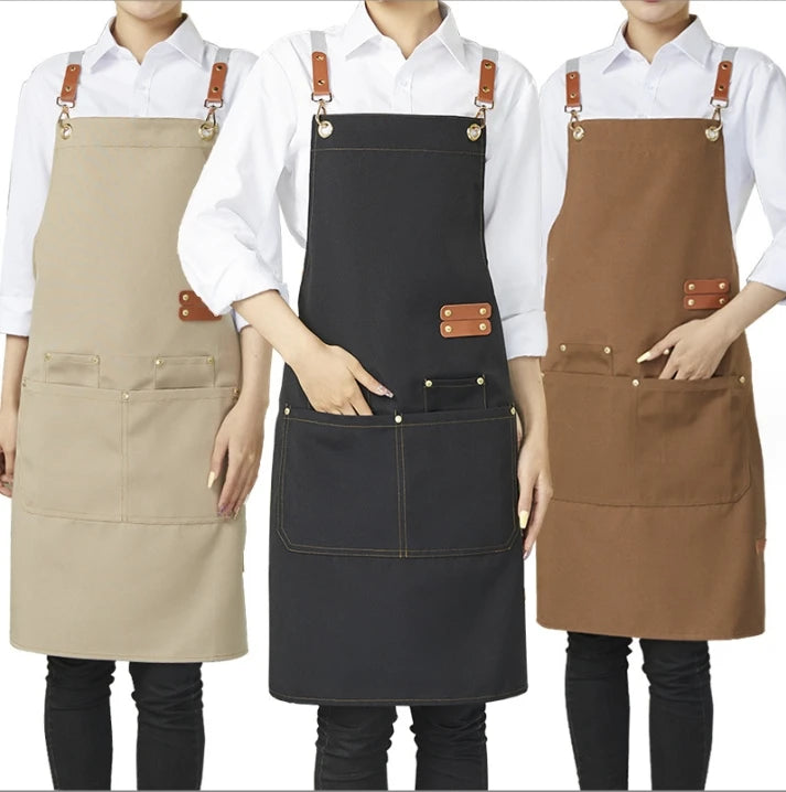 2026 Best Selling Wholesale Reusable Workwear Polyester Kitchen Apron Kit Oilproof Waterproof Pocket Adjustable Strap Custom