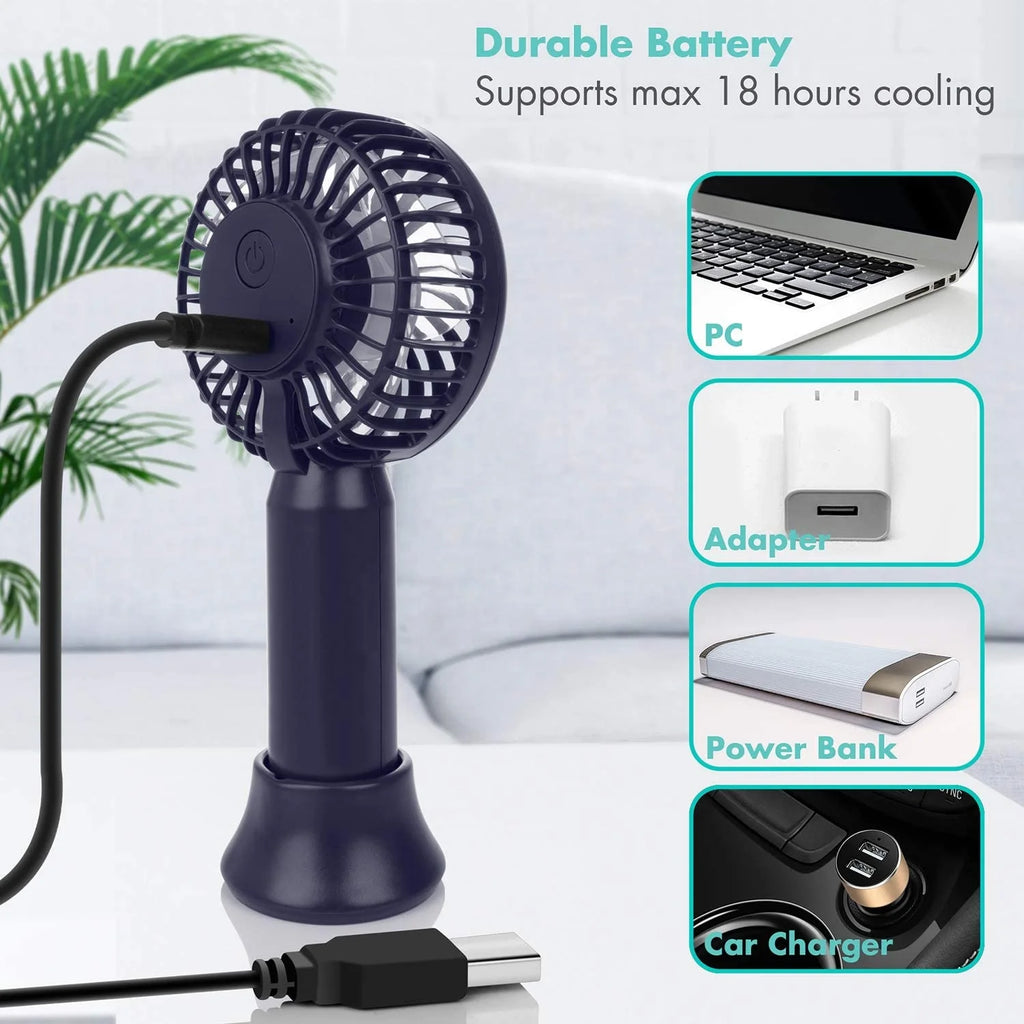 Foldable Handheld Misting Fan 3000mAh USB Rechargeable with Water Tank Spray Function