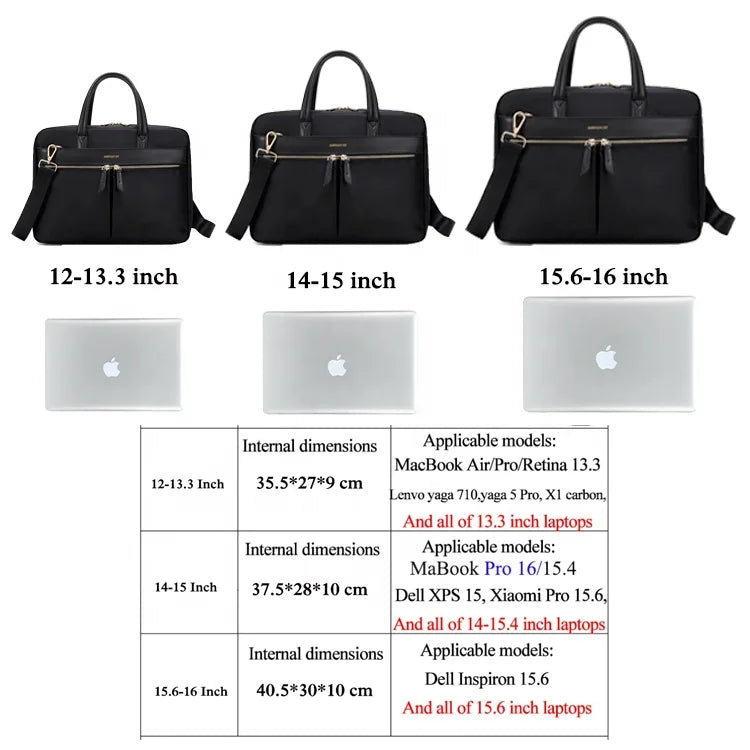 Fashion Women's Laptop Briefcase Business Document Organizer for 13.3 15 16 Inch Laptop Shoulder Bags Business Office Ladies