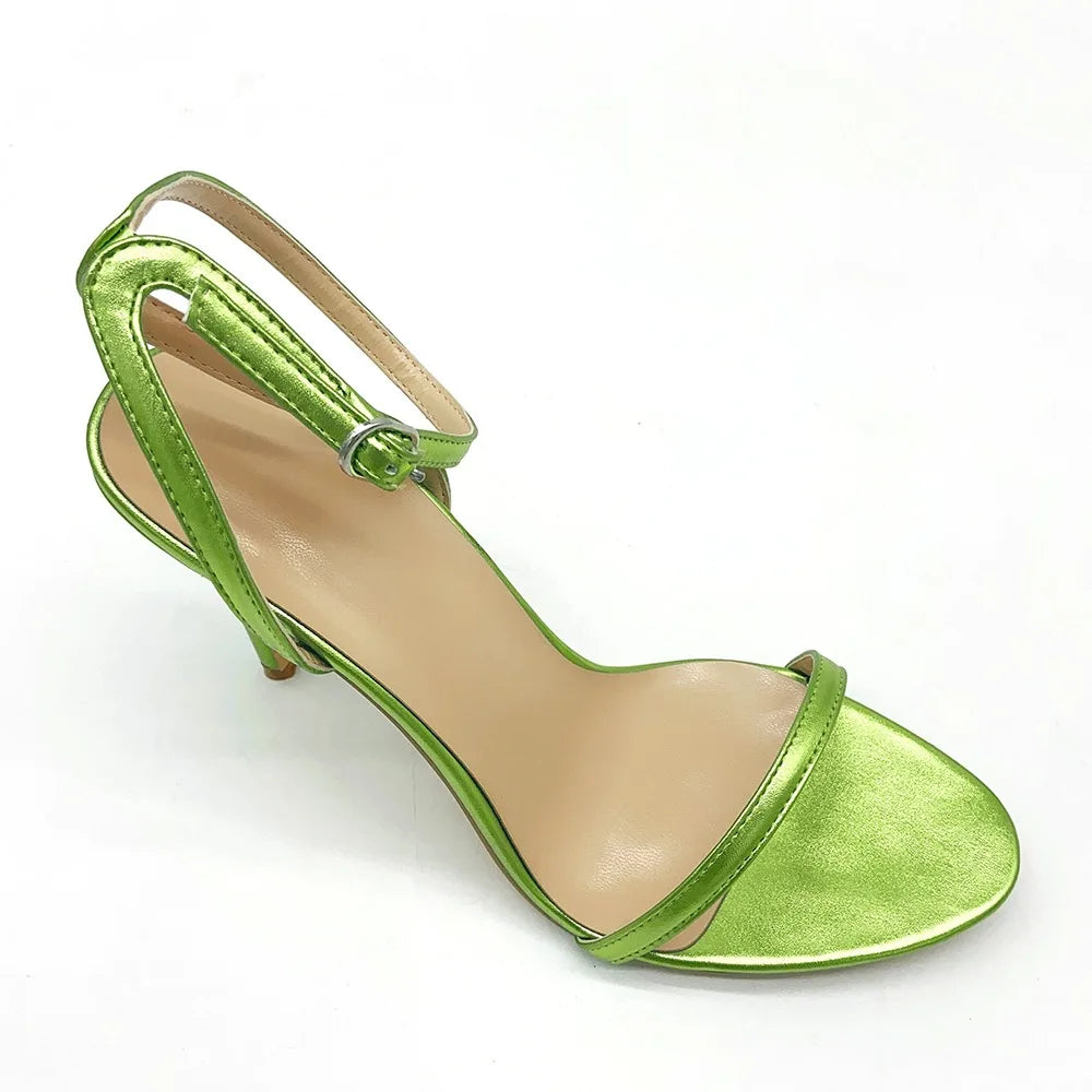 Women's Custom High Heel Sandals Peep Toe with Ankle Buckle Strap Open Toe Solid Color Microfiber for Spring Season Party Wear