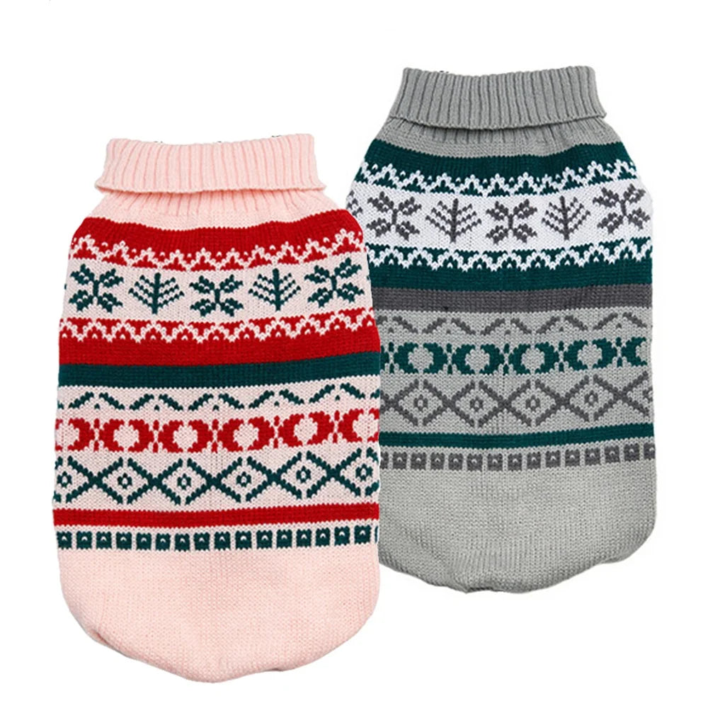 Fashion XXXL Dog Christmas Sweater with Snow Diamond Pattern Elegant Pet Clothes