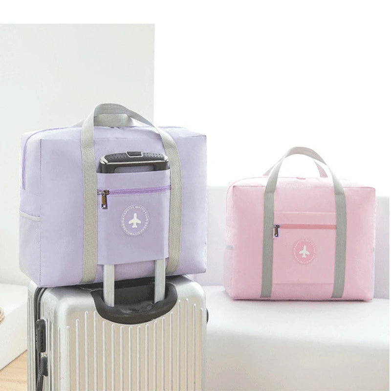 Durable Lightweight Waterproof Oxford Nylon Travel Bag Fashionable Foldable Storage Duffel Zipper Geometric Portable Stylish