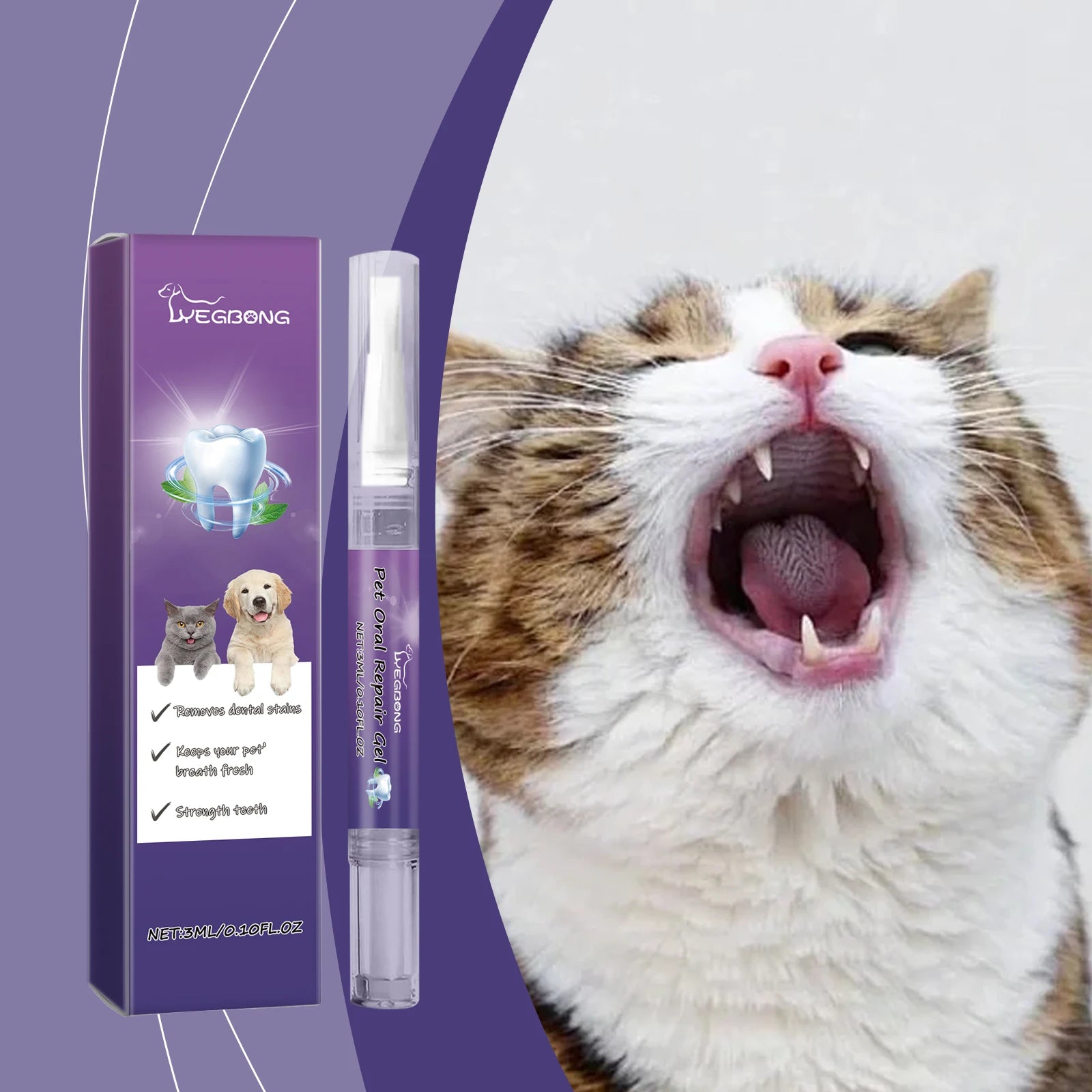 Hot Sale Yegbong Strengthen Teeth Pet Oral Repair Gel Stains Cleaning Yellow Removal Teeth Whitening Pen for Dogs Cats