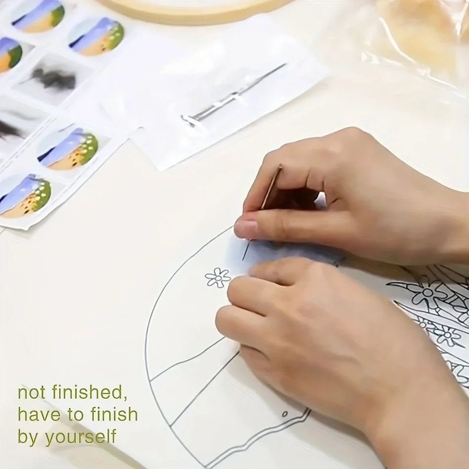 For CHENISTORY DIY Wool Felting Painting Embroidery Frame Handmade Needle Wool Painting Picture Home Decors Crafts Digital