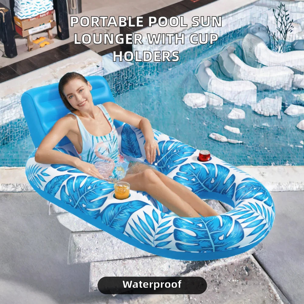 Portable PVC Floating Mat for Outdoor Pool Use Easy-to-Carry Inflatable Design Cup Holders Durable Water Resistant CE Certified