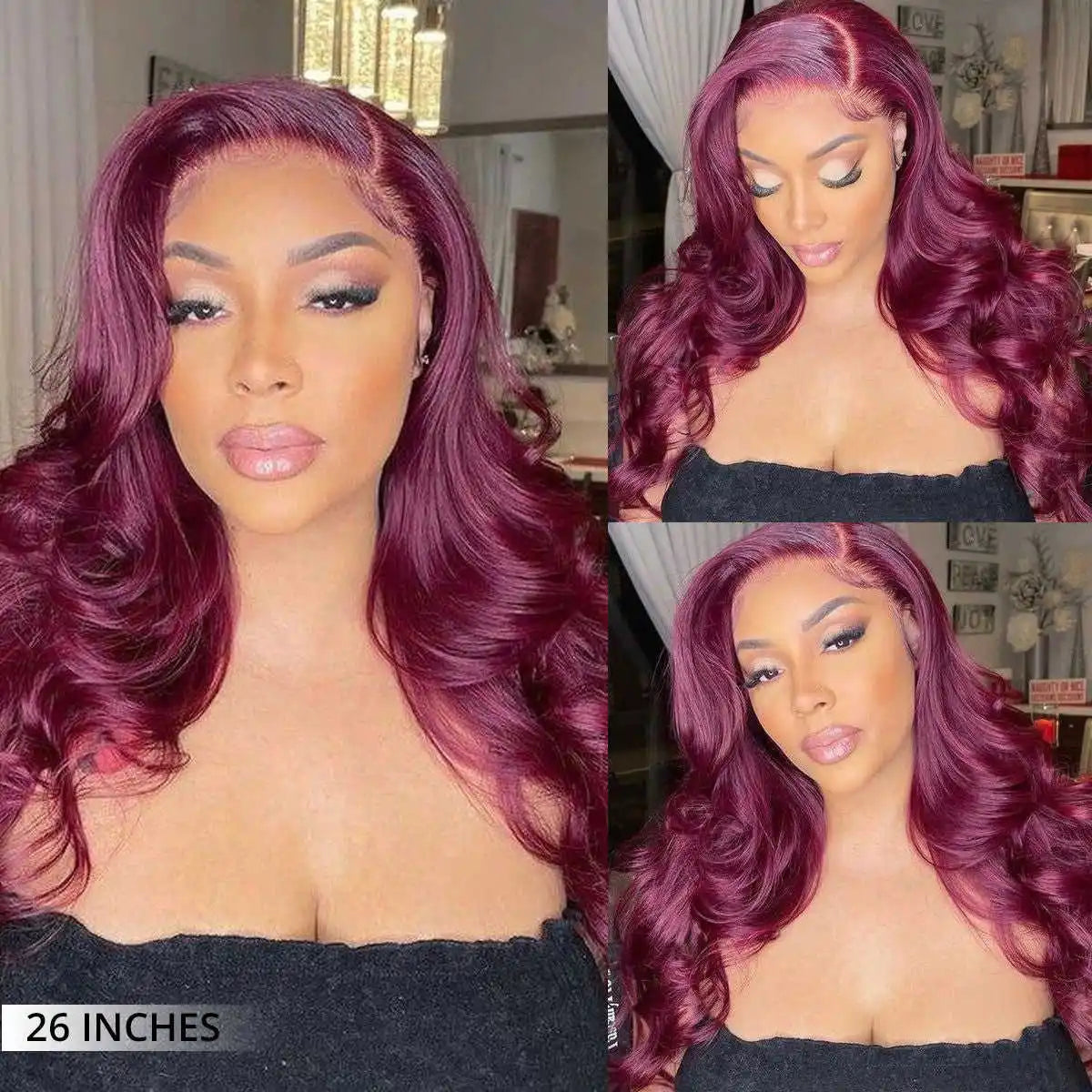 99J Burgundy Wine Red 13x4 Human Hair Body Wave Preplucked HD Lace Front Wigs for Black Women Brazilin Virgin Human Hair Wig