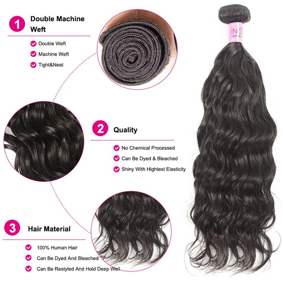 UNice Hair 26 Inch Unprocessed 10A Brazilian Remy Hair Natural wave 3 Bundles 100% Human Hair Bundles 1/3/4 Pieces Remy Hair