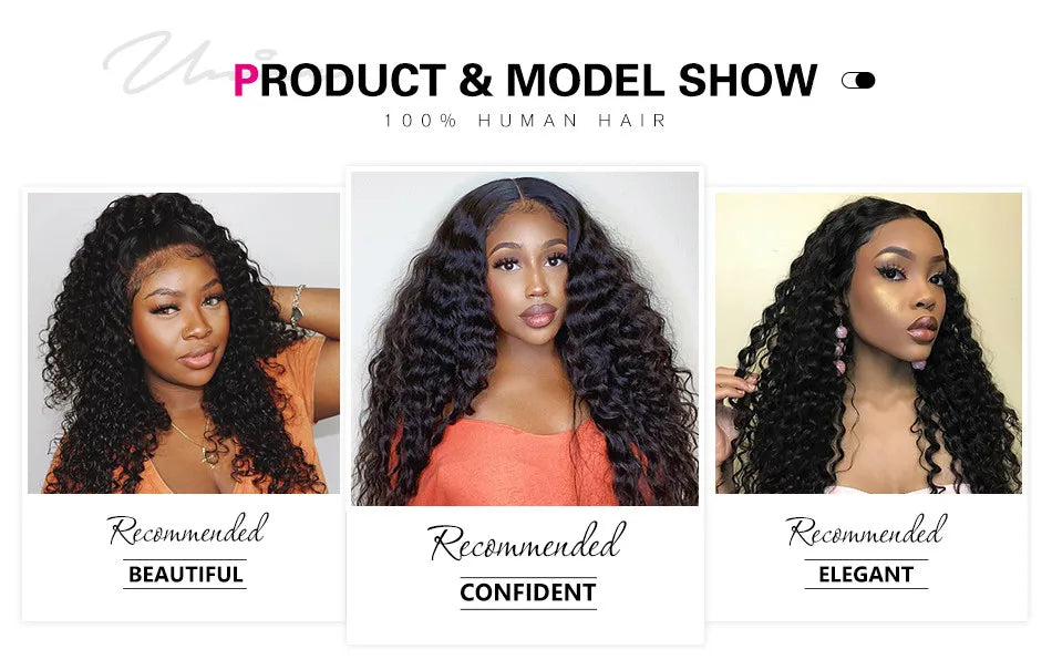 UNice Hair Deep Wave 5x5 HD Lace Closure With 3PCS Bundles 100% Human Hair Bundles With Closure Deal