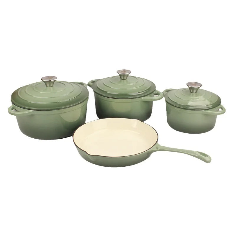 La Cocina 7 Piece Amazo  n Blue Cast Iron Enamel Cookware Set