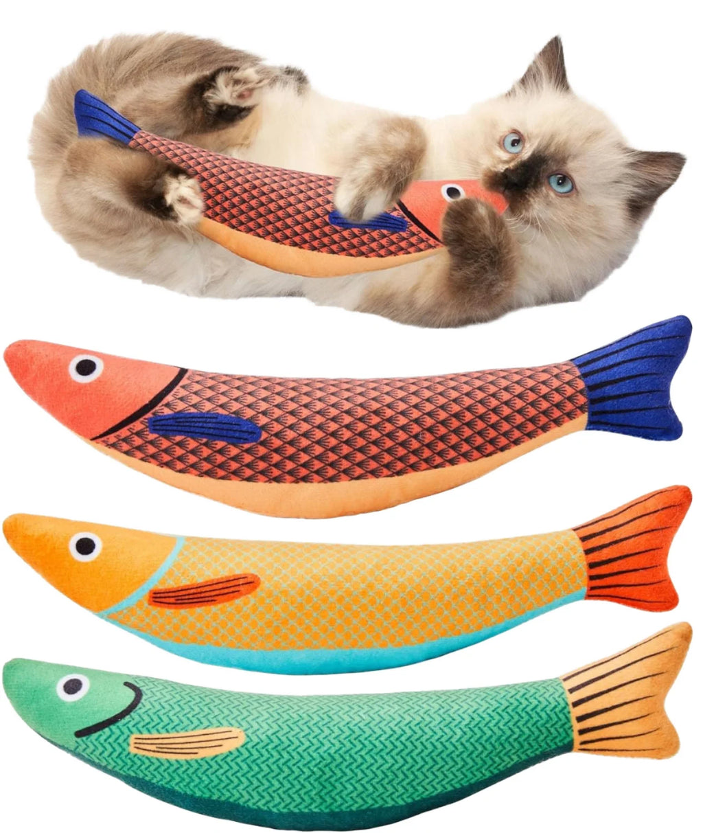 Hovicaed Manufacturer Wholesale Interactive Catnip Crinkle Sound Toys Saury Fish Squeak Pet Toys