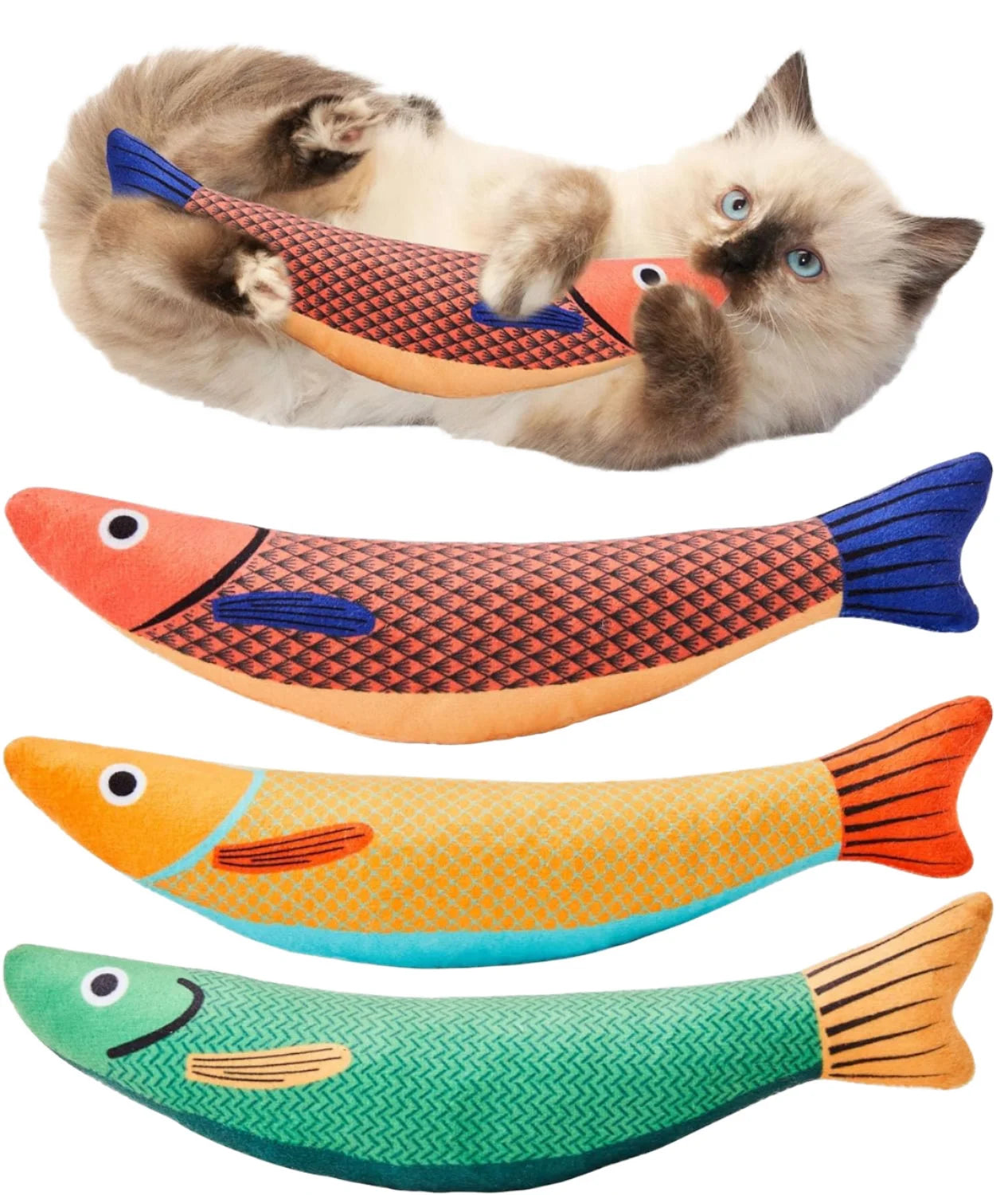 Hovicaed Manufacturer Wholesale Interactive Catnip Crinkle Sound Toys Saury Fish Squeak Pet Toys
