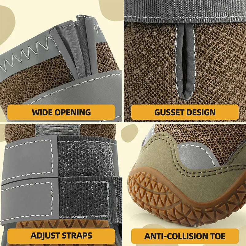 Wholesale Hot Selling 4Pcs/Set Pet Shoes & Socks Non-slip Breathable Dog Boots Microfiber Cloth Rubber With Reflective Strips