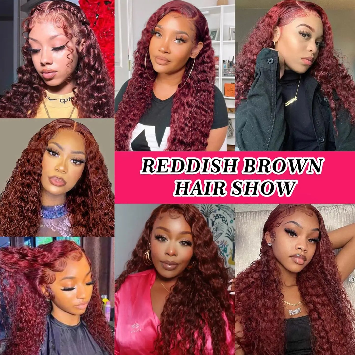 Raw Indian Hair Reddish Brown Kinky Curly HD Lace Frontal Wig Glueless Transparent  Lace Front Human Hair Wigs for Black Women