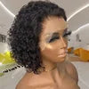 Cheap Short Bob Peruvian Hair Wig Kinky Curly Transparent HD Lace Front Wig Vendors Natural Human Hair