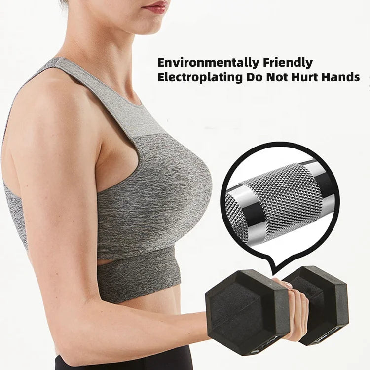 Hot Sales Gym Dumbbells Cast Iron for Gym Equipment Fixed Rubber Dumbbell Adjustable Barbell Hexagonal Rubber Coated Dumbbell