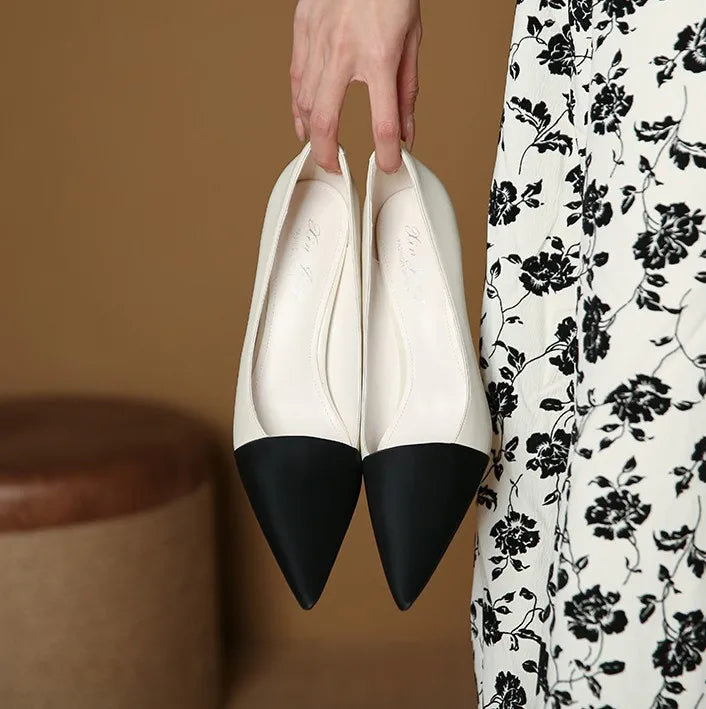 Fashion Contrast Color Thin Bottom Pointed Women Shoes High Quality Style Lades Dress Luxury High Heels Shoes
