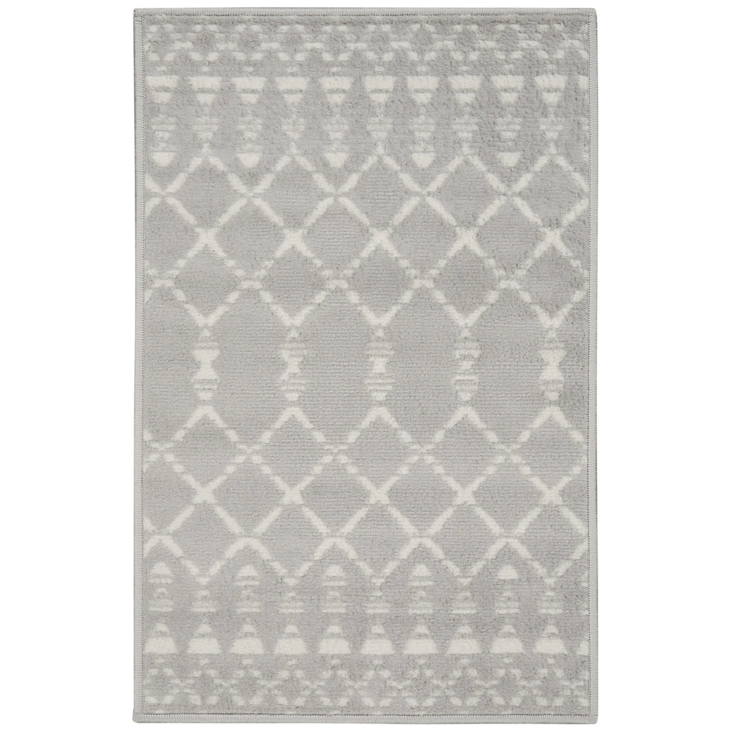 HMS Ivory and Blue Geometric Area Rug 2' X 3' Kids Floor Mats