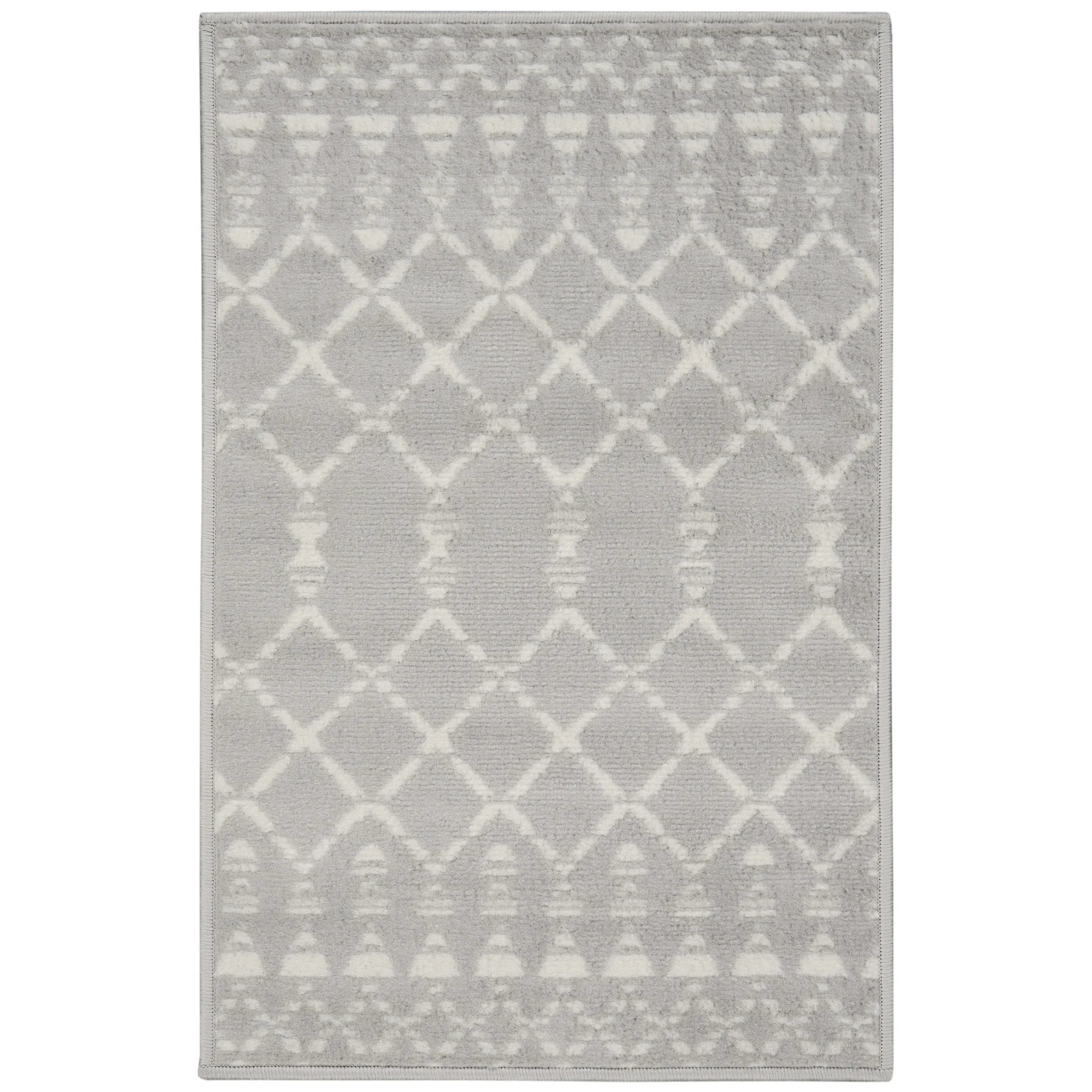 HMS Ivory and Blue Geometric Area Rug 2' X 3' Kids Floor Mats