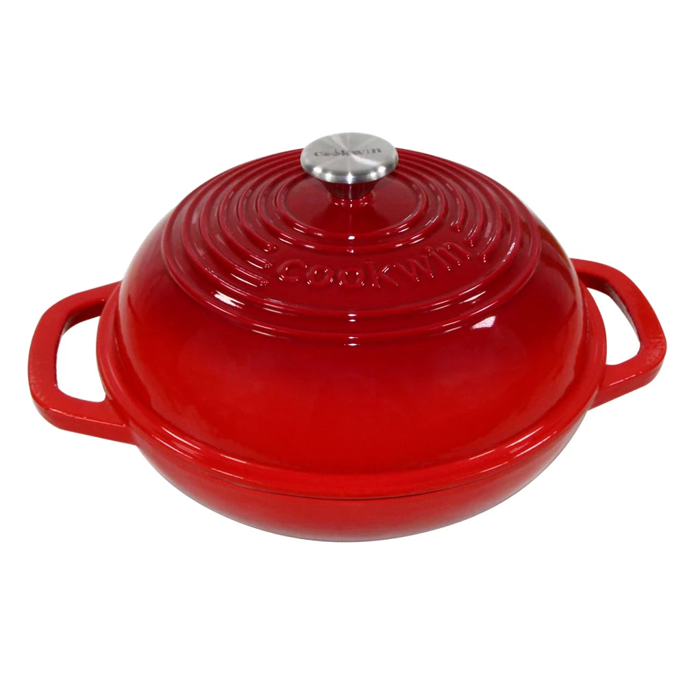 Cookwin 28cm 6QT Enameled Cast Iron Bread Baking Pan Metal Bread Pot Cast Iron Pan