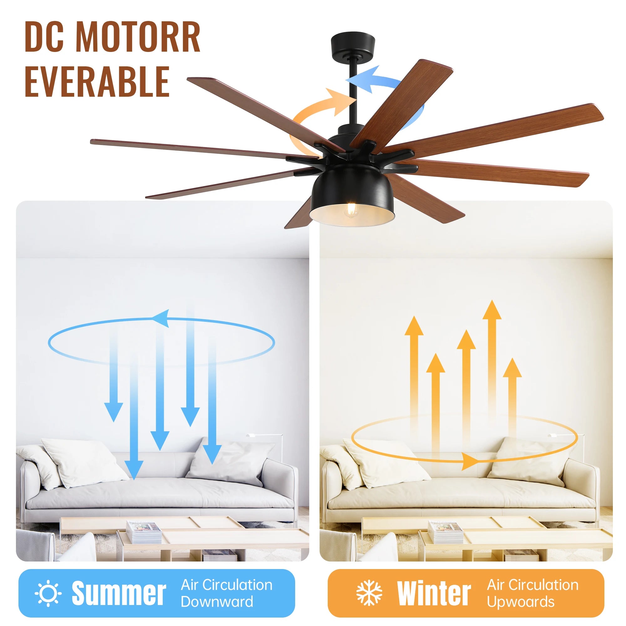 USA in Stock 66 Inch Industrial Ceiling Fan Modern Indoor Outdoor Ceiling Fan With Light and Remote Control