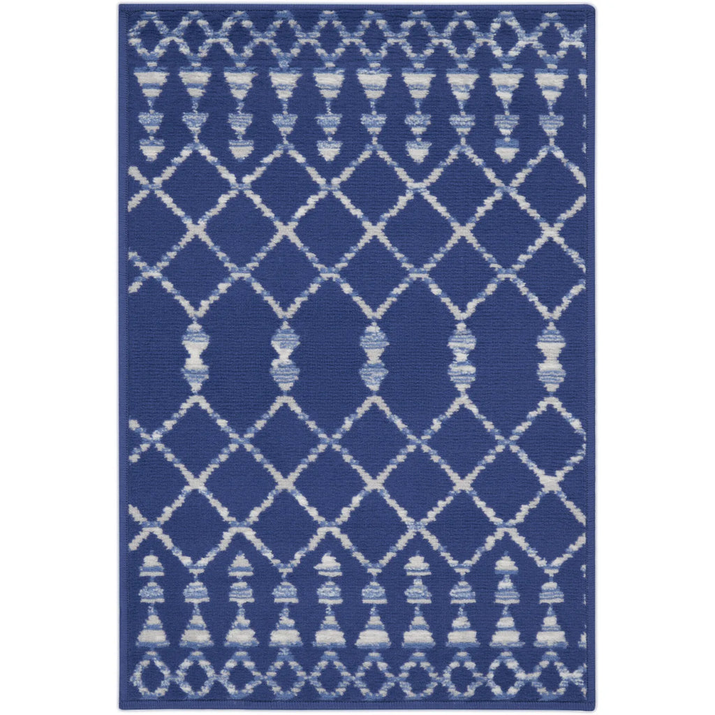 HMS Ivory and Blue Geometric Area Rug 2' X 3' Kids Floor Mats