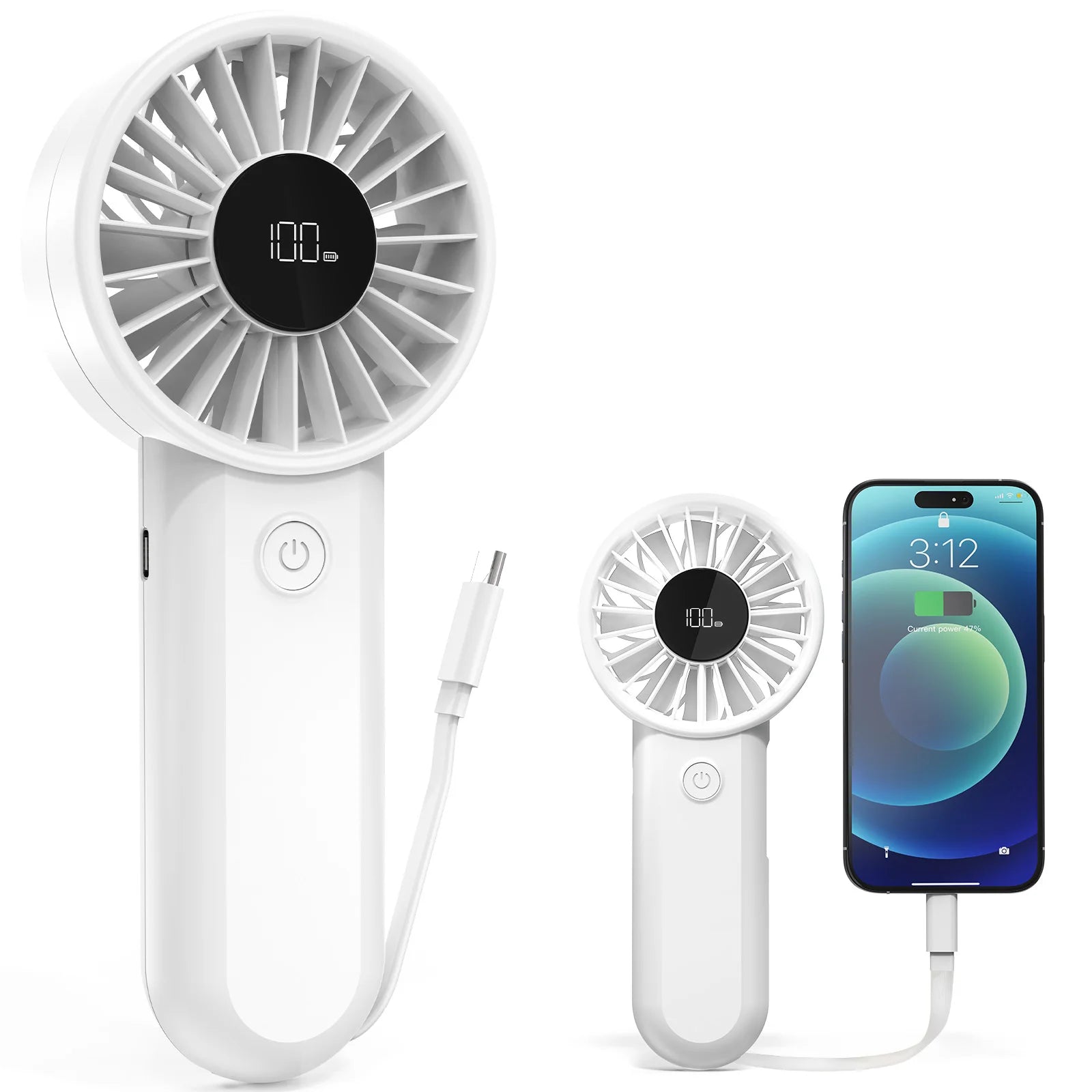 Outdoor Sports Handheld Fan with Power Bank, 3000mAh 5 Speed Strong Wind Cooling Fan for Hiking