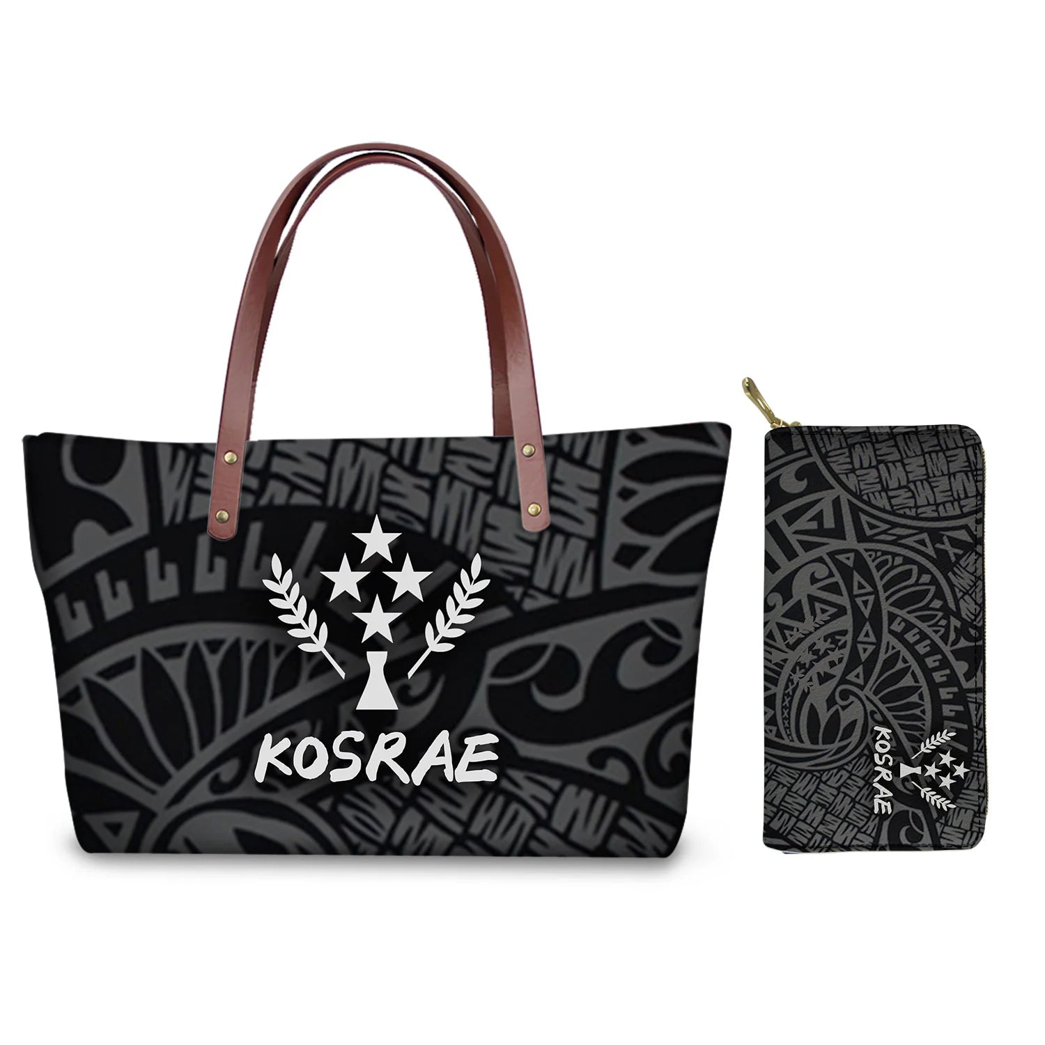 Traditional Tribal Polynesian Print Satchel Handbag Set Young Girls Hand Bags and Purses for Women Luxury Custom Purse with Logo