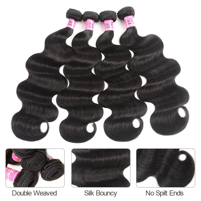 UNice Hair Company Indian Hair Body Wave Human Hair Bundles 1 Piece Remy Hair Extensions Weave 8-30inch Can Mix Any Length