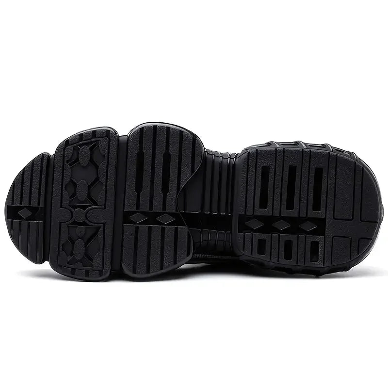 Men's Safety Shoes High Top Work Safety Shoes Steel Toe Sneakers Rotation Button Anti-smash Antipuncture Steel Safety Boots