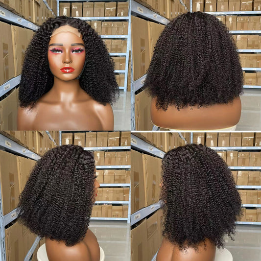 CUSTOMIZED Cuticle Aligned Virgin Brazilian Hair Kinky Curly Hair Wigs High Density Transparent hd Lace 4X4 Lace Closure Wigs