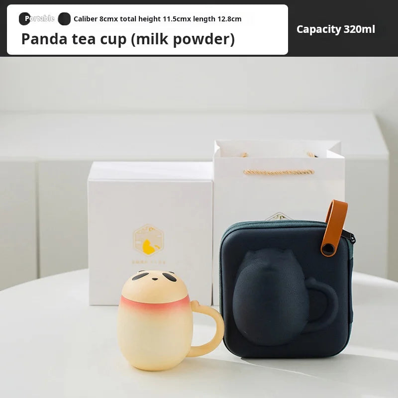 Panda Ceramic Tea Cup with Lid Office Filter for Water or Tea Perfect Gift Idea
