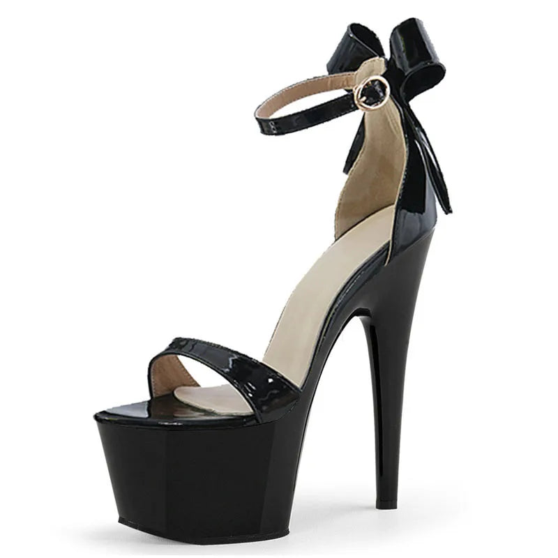 New17-centimeter Thin Black Platform Transparent Pole Dance Stripper Bed Charm, Fashionable and Sexy Plp-size Women's High Heels