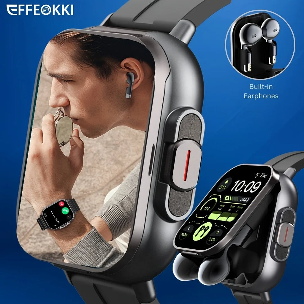 2-in-1 Smart Watch with Earbuds Wireless 2. 01 Inch Display TWS Earphones Headset Make Answer Call Sport Smartwatch for