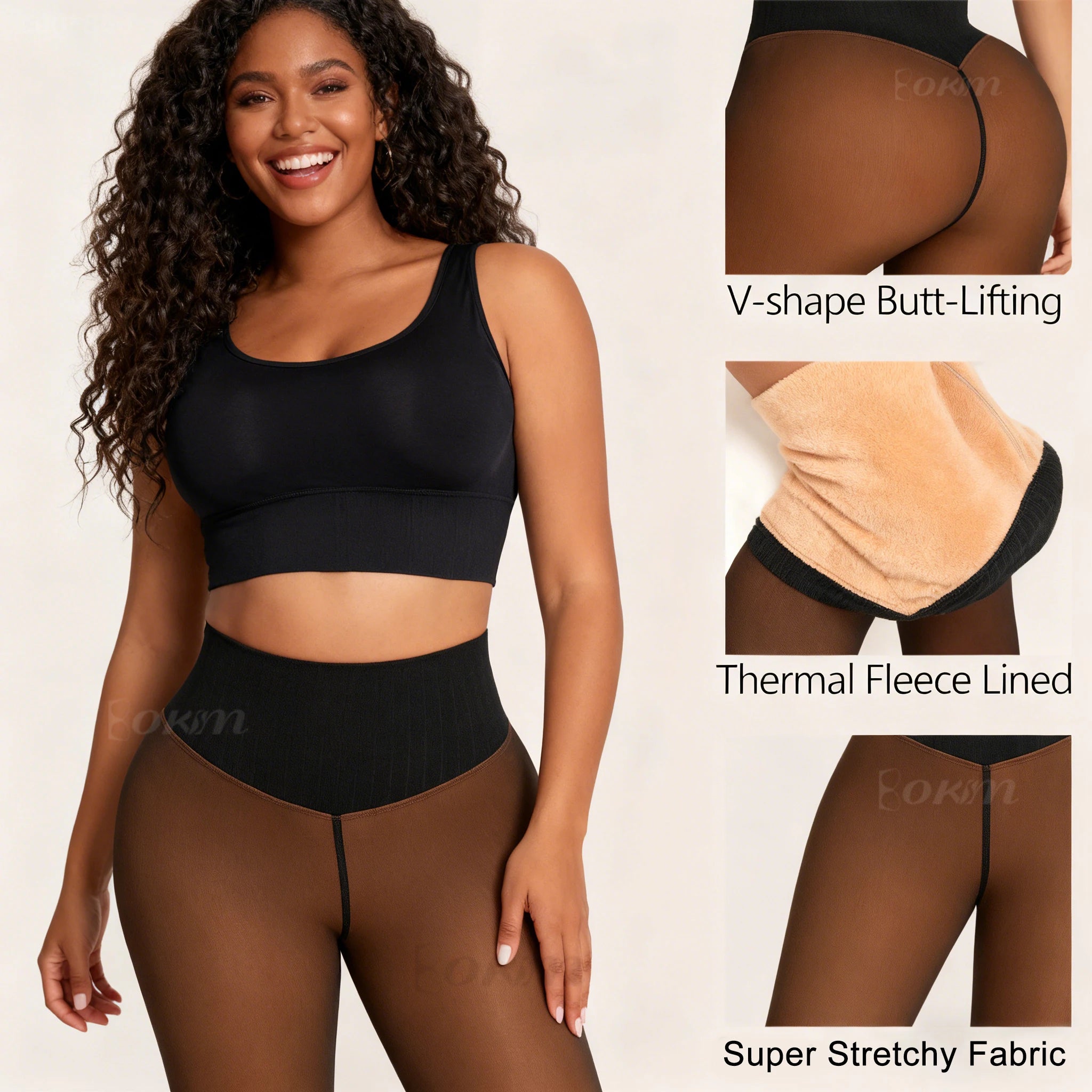 Drop Shipping Viral Waist Snatch Fleece Tights Tummy Control Winter Pantyhose Legging Semi-Sheer One-Seam Magic Shapewear Tights
