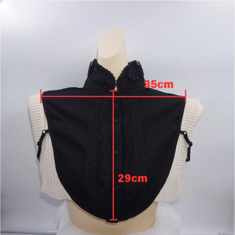 Fashion Detachable White Polyester Fake Collar Lace Decoration Floral Ruffled Stand Collar Water Soluble Women Accessory