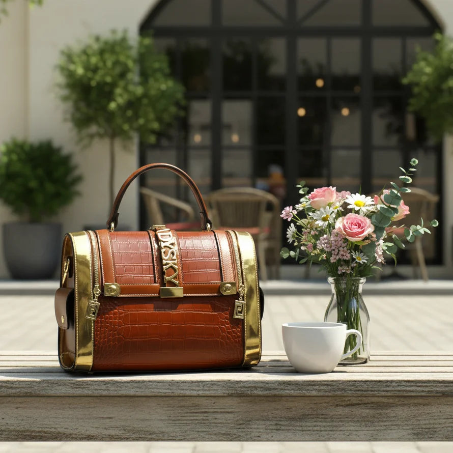 Ladysky Quality Handbags for Women crocodile Ladies Shoulder Bags Top Selling Female Hand Bags Luxury Wholesale Products 28 cm