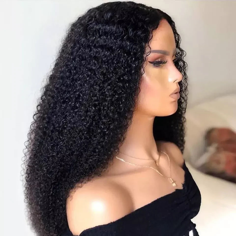New Design 180% Cuticle Aligned 13X4 HD Transparent Lace Front Kinky Curly Wig Brazilian Human Hair Wig for Black Women