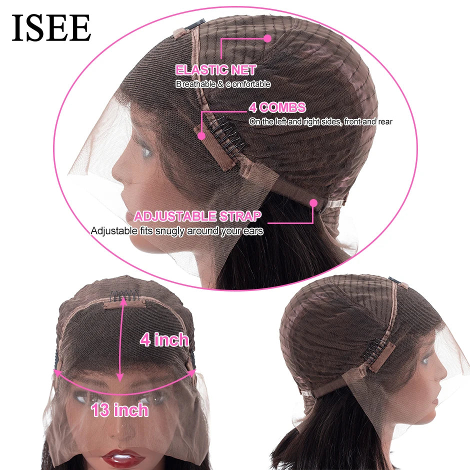 ISEE HAIR 250 Density Human Hair Wig Bone Straight Lace Front For Women Malaysian Straight 13x4 Lace Front Wigs Straight Wigs