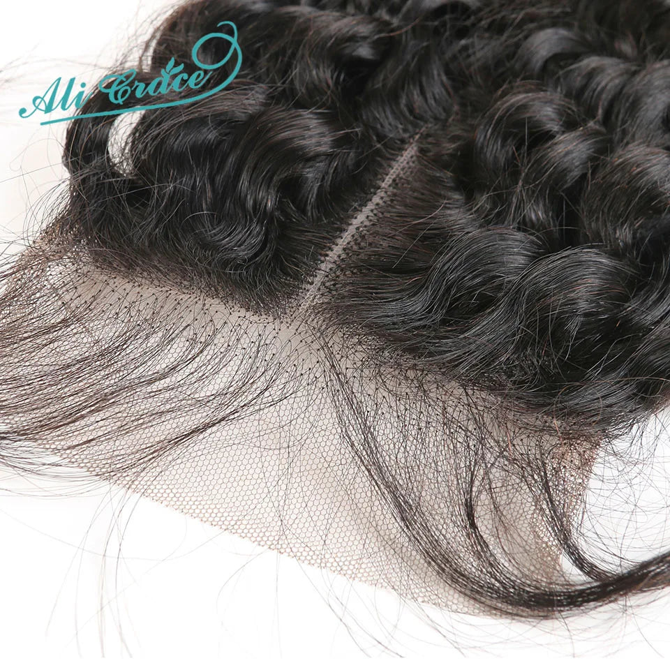 Ali Grace Hair Brazilian Deep Wave With Closure 3 Bundles Deep Wave Hair With Closure 4x4 Lace Closure Remy Hair Extension
