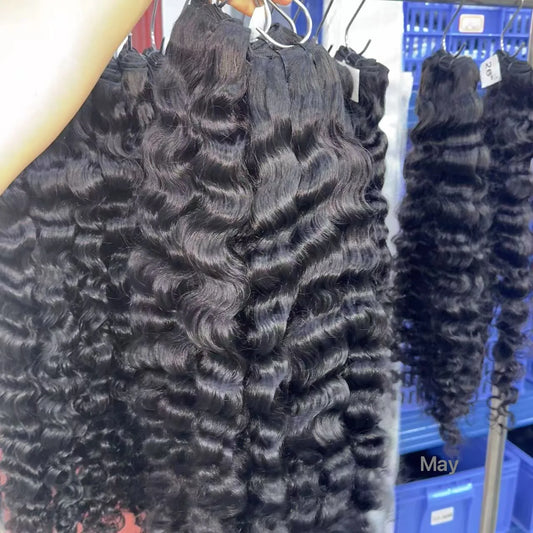 Cuticle Aligned Human Hair Natural Weave Single Donor Raw Hair Vendor Wholesale 100% Unprocessed Burmese Curly Hair Bundles