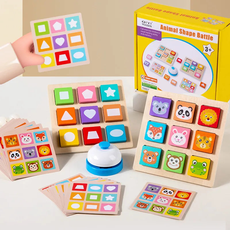 Educational Animal Shape Battle Game Montessori Cognitive Toys for Children Memory Toys Kids Early Learning Wooden Puzzle