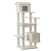 Modern Luxury Large Beige  Multi Layer Plush Cat Tree with Hammock Grab Post Carton Packed for 4-5 Cats Free Shipping US