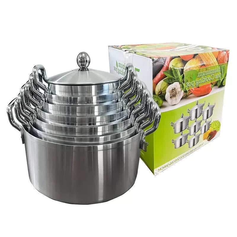 Factory Direct Hot Selling Classic Design Aluminium Soup Pots Ready to Ship Cookware Set for Home Kitchen Wholesale
