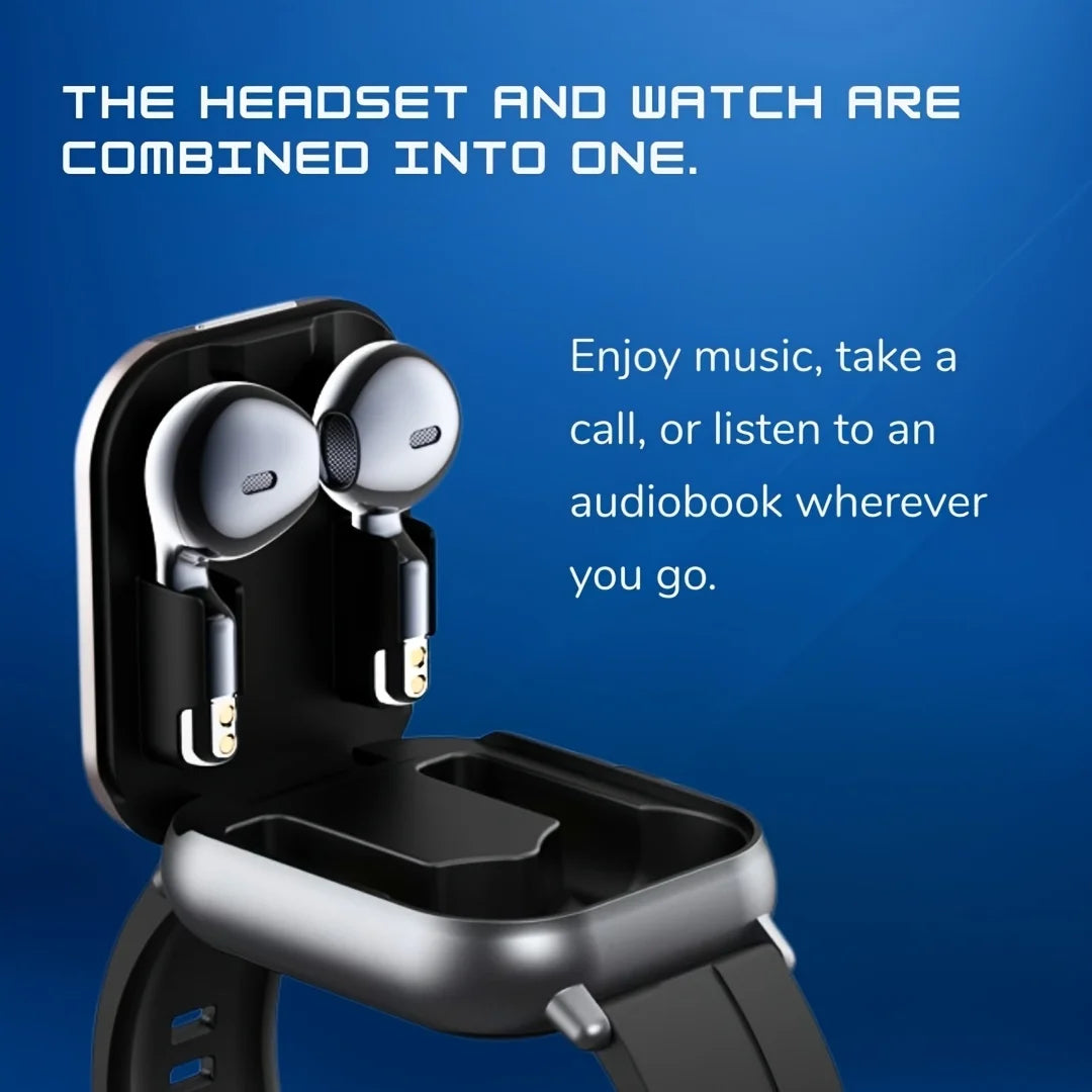 2-in-1 Smart Watch with Earbuds Wireless 2. 01 Inch Display TWS Earphones Headset Make Answer Call Sport Smartwatch for