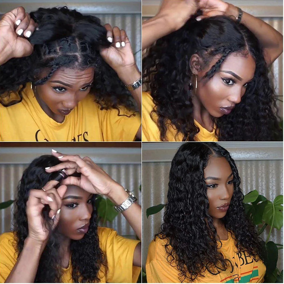 Ali Grace Glueless Wig Peruvian Water Wave 13x4 Lace Front Human Hair Wig Preplucked Water Deep Wave Lace Front Wigs For Women
