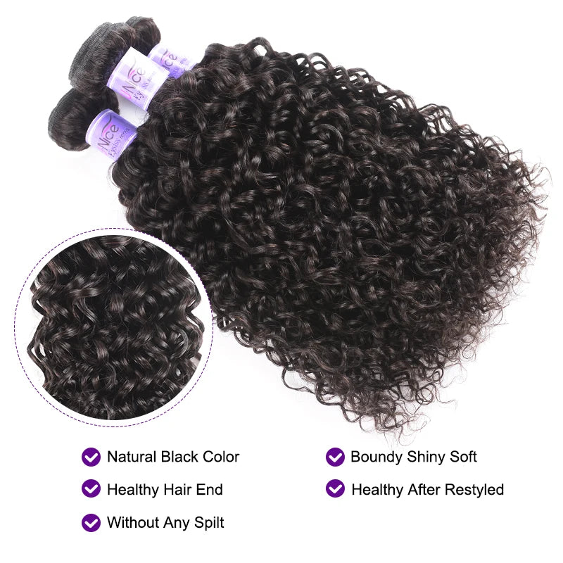 UNice Hair Kysiss Series 12A Brazilian Curly Hair 3/4 Bundles With Closure 100% Human Virgin Hair Bundles With Closure