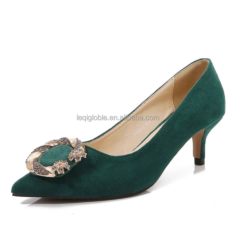 Custom Korean Style Anti-Slip Stiletto Heels 5 CM High Breathable Slip-On Women Big Size Shoes Office Shoes With Low Heels