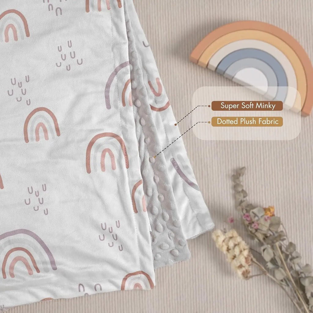 CPC Certification 30x40 Custom Graphics rainbow Blanket Baby Dots Mink Receiving Blanket Swaddle Animal Minky Dot Baby Blanket