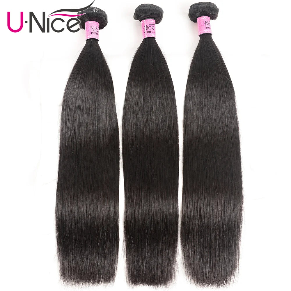 UNICE HAIR 30 Inch Brazilian Bone Straight Hair Bundles 100% Human Hair Weave Bundles Straight Virgin Human Hair 1/3/4 Bundles